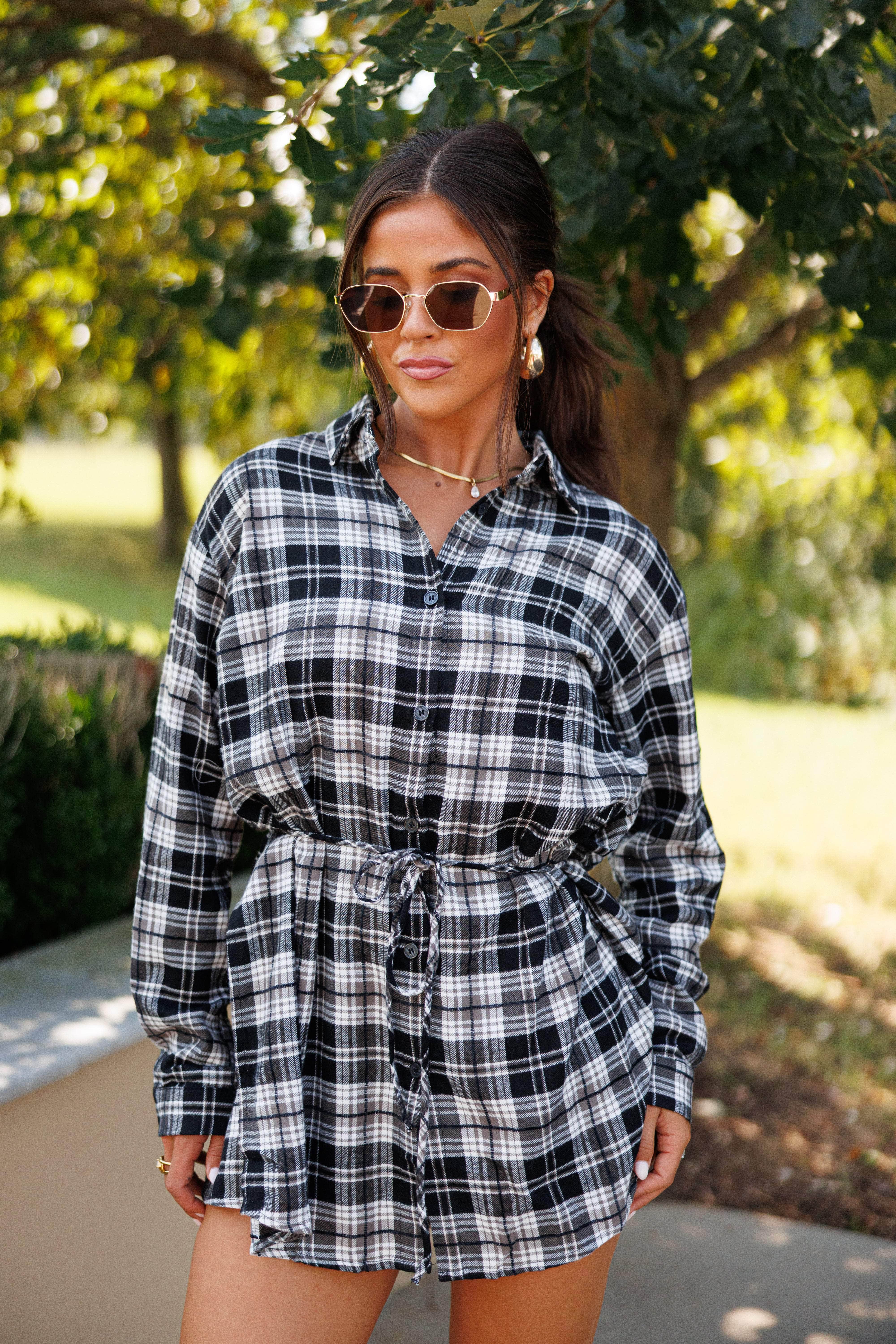Plaid Shirt Romper