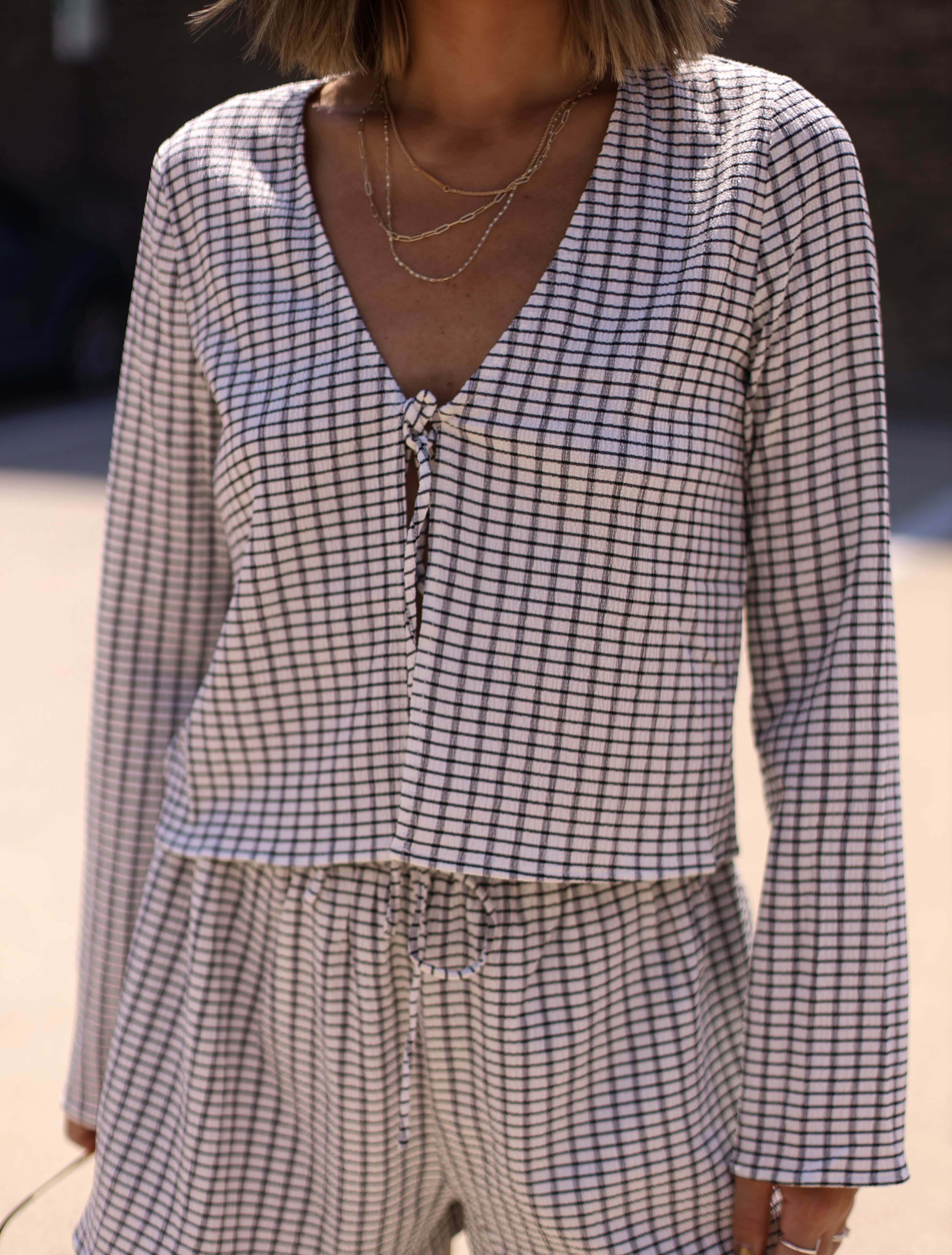 Plaid Tie Top