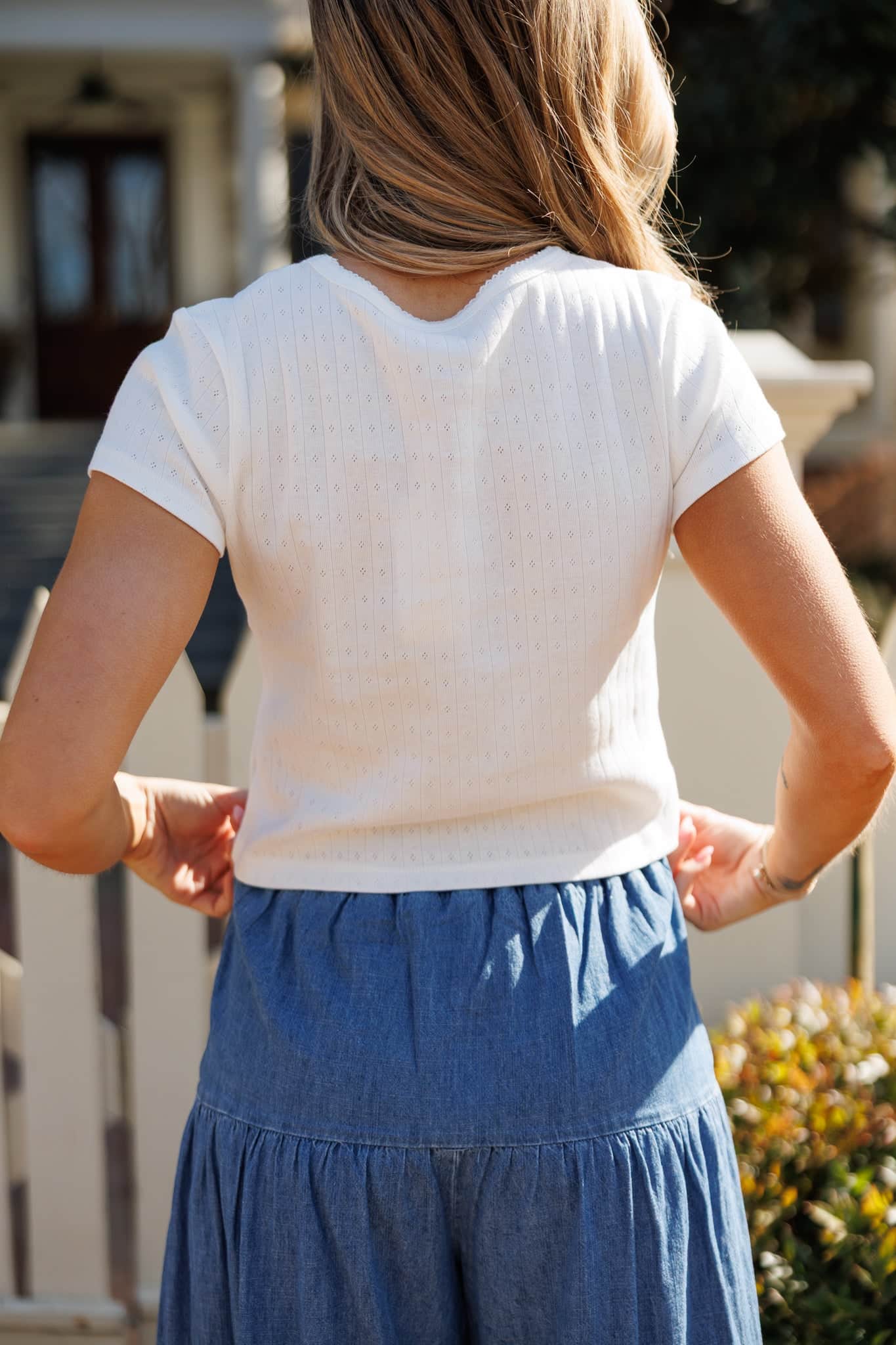 Pointelle Ribbed Tee