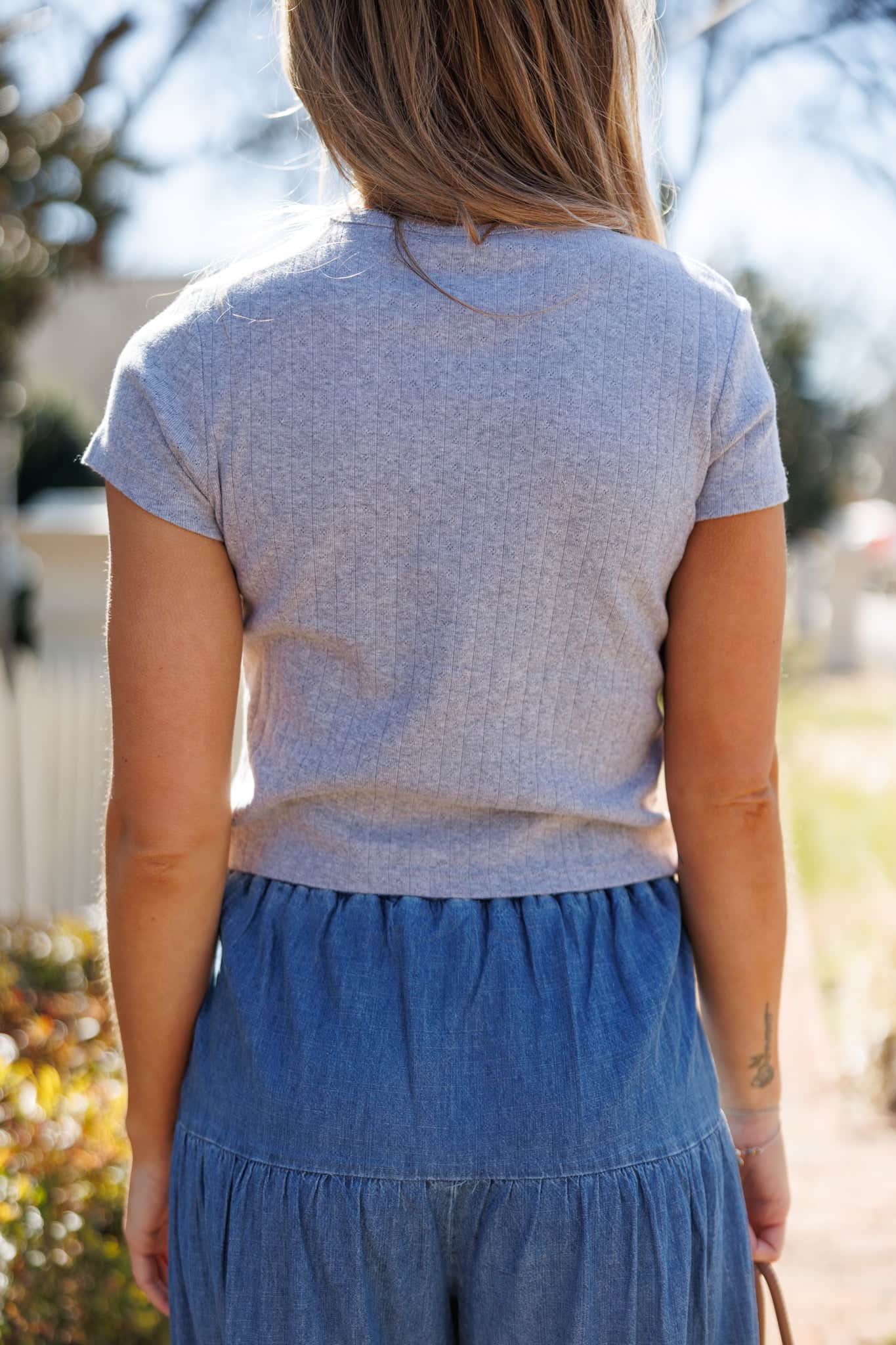 Pointelle Ribbed Tee