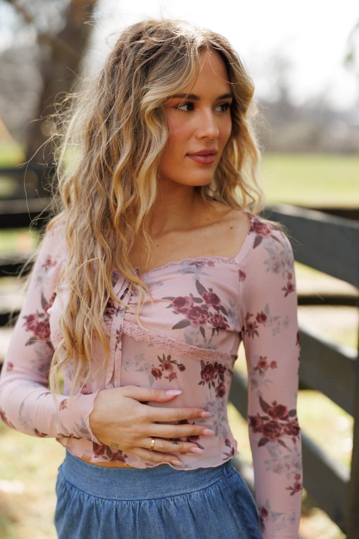 Sweet Nothing Floral Mesh Top