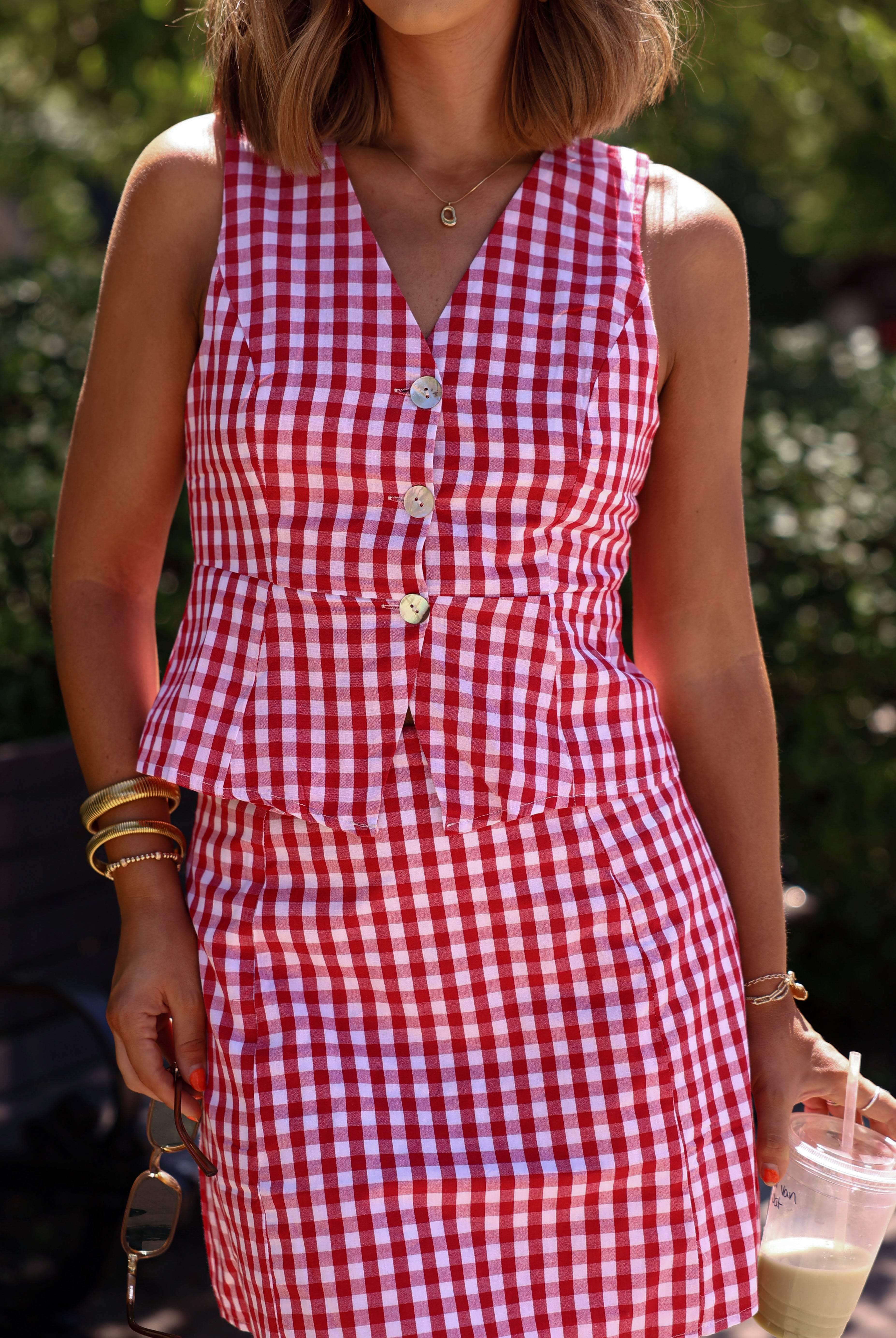 Red Gingham Vest Top