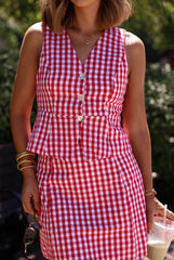 Red Gingham Vest Top
