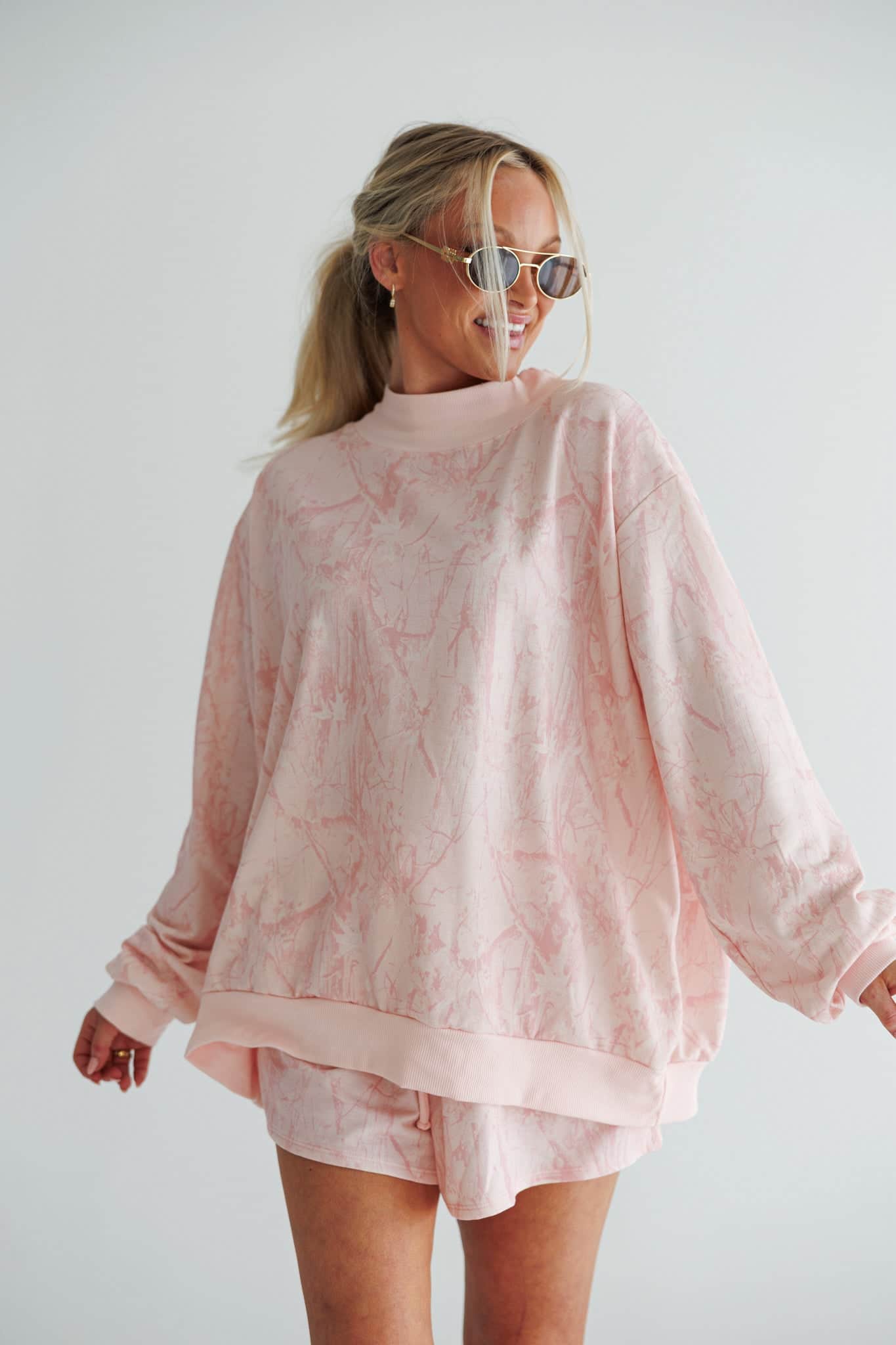 Blush Camo Mock Neck Sweatshirt