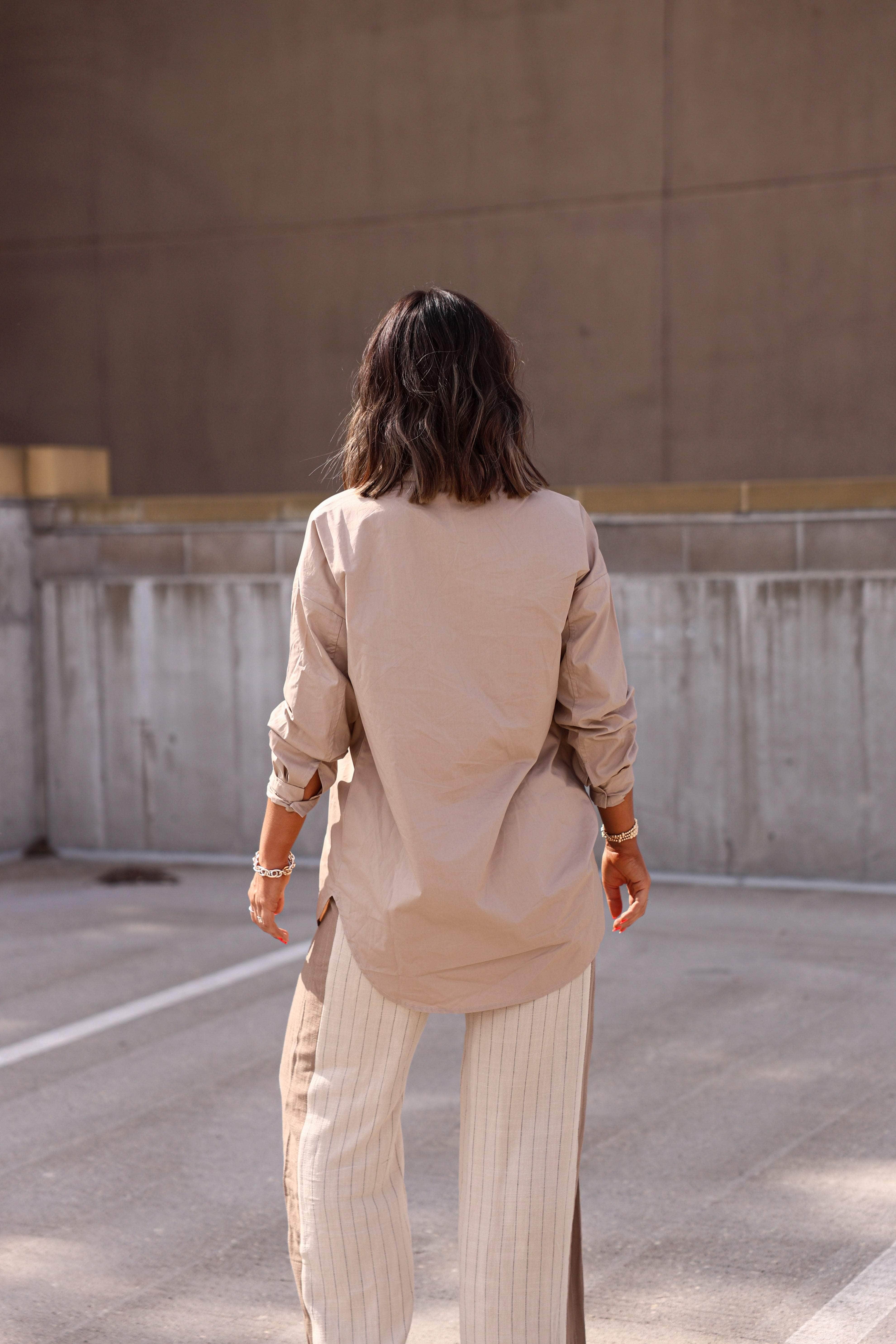 Taupe Poplin Button Down