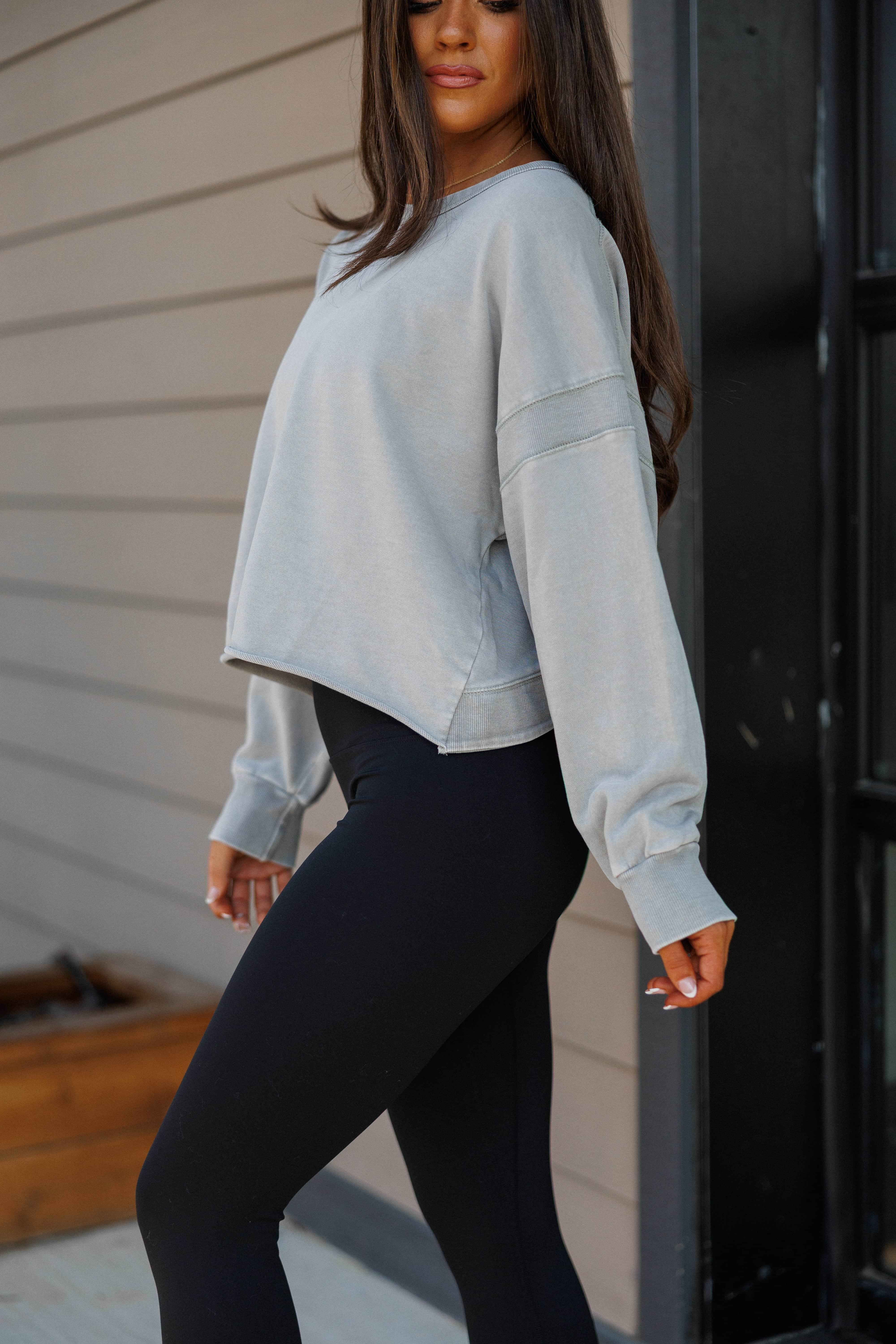 Mineral Wash Cutout Back Sweatshirt