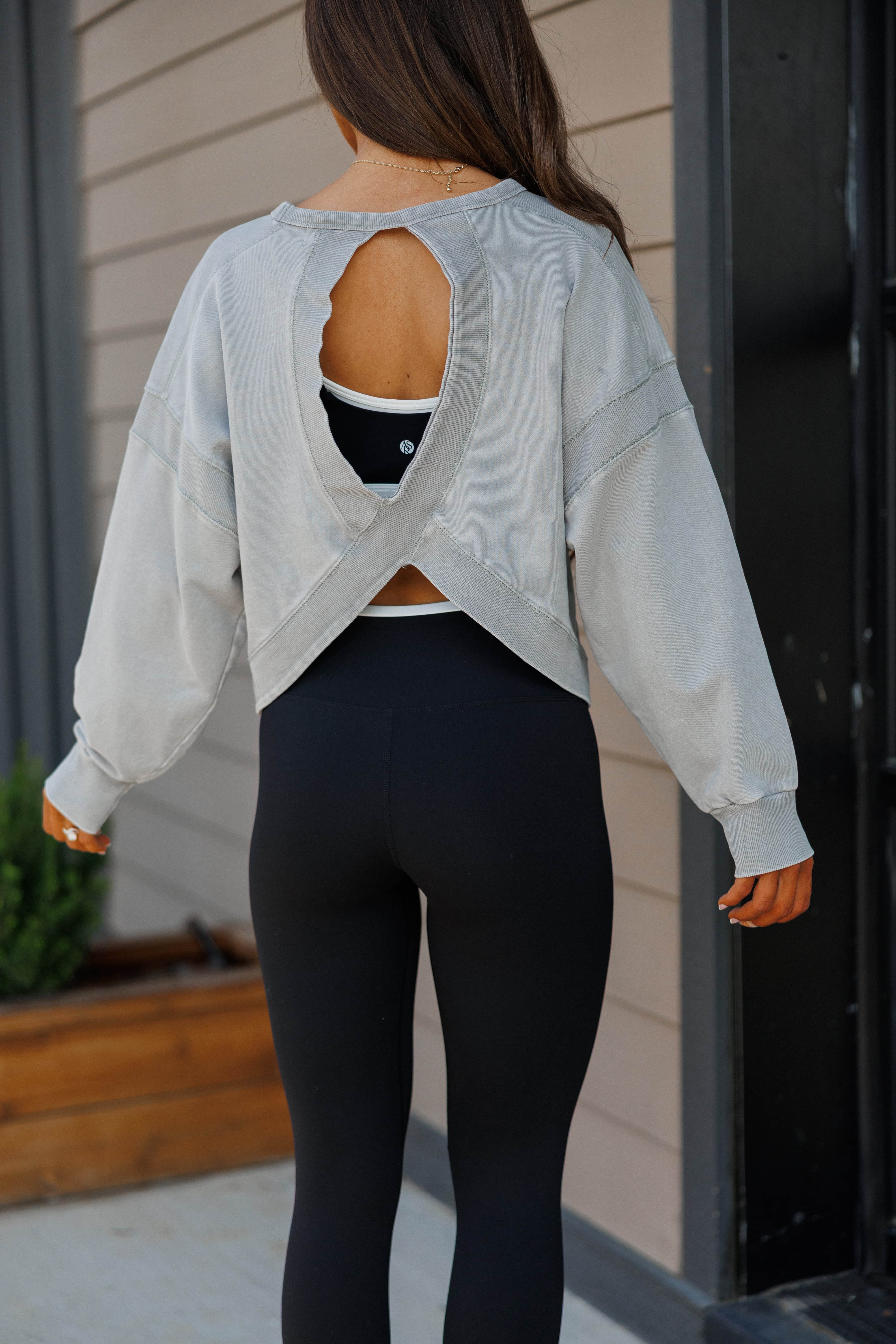 Mineral Wash Cutout Back Sweatshirt