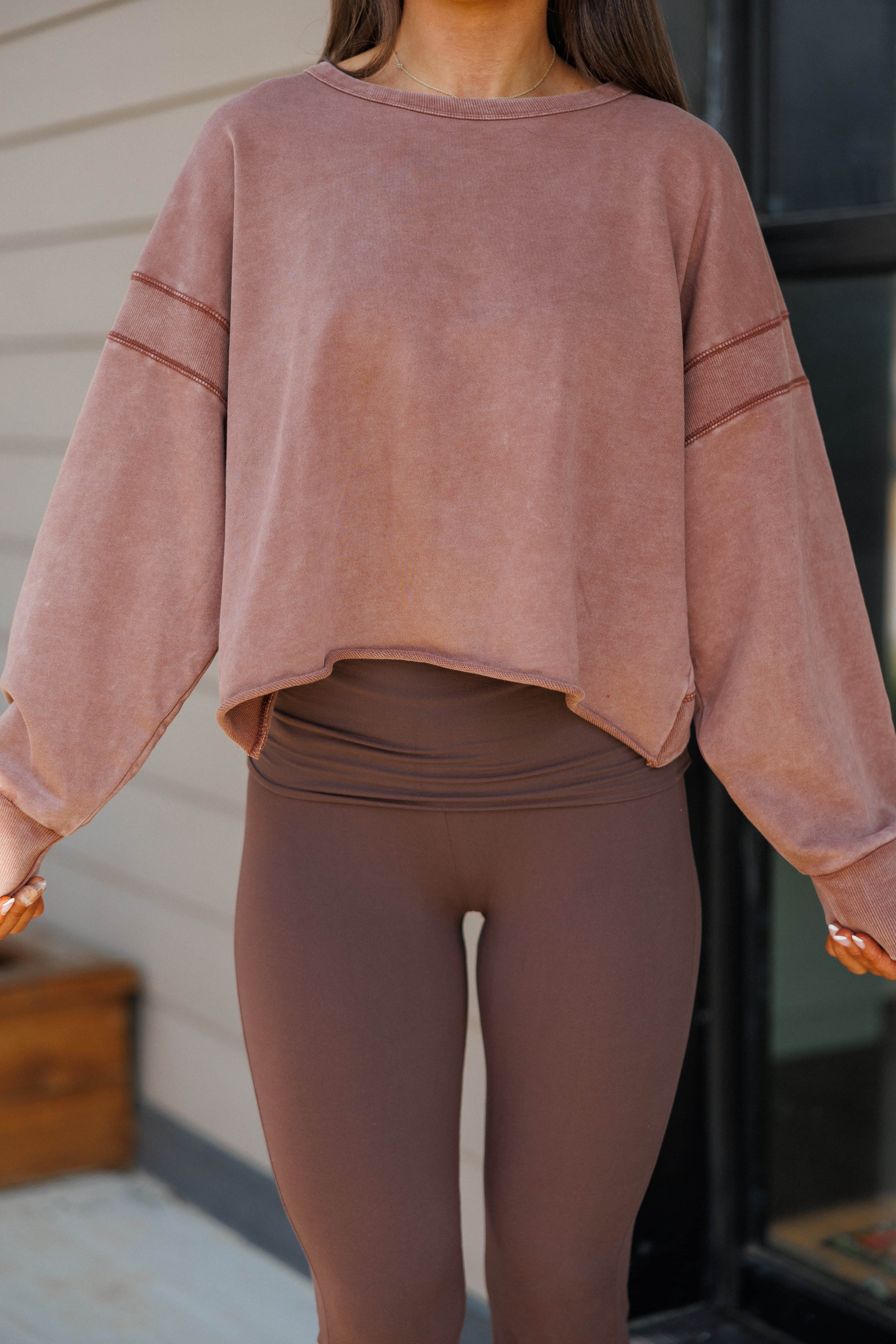 Mineral Wash Cutout Back Sweatshirt
