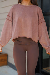 Mineral Wash Cutout Back Sweatshirt