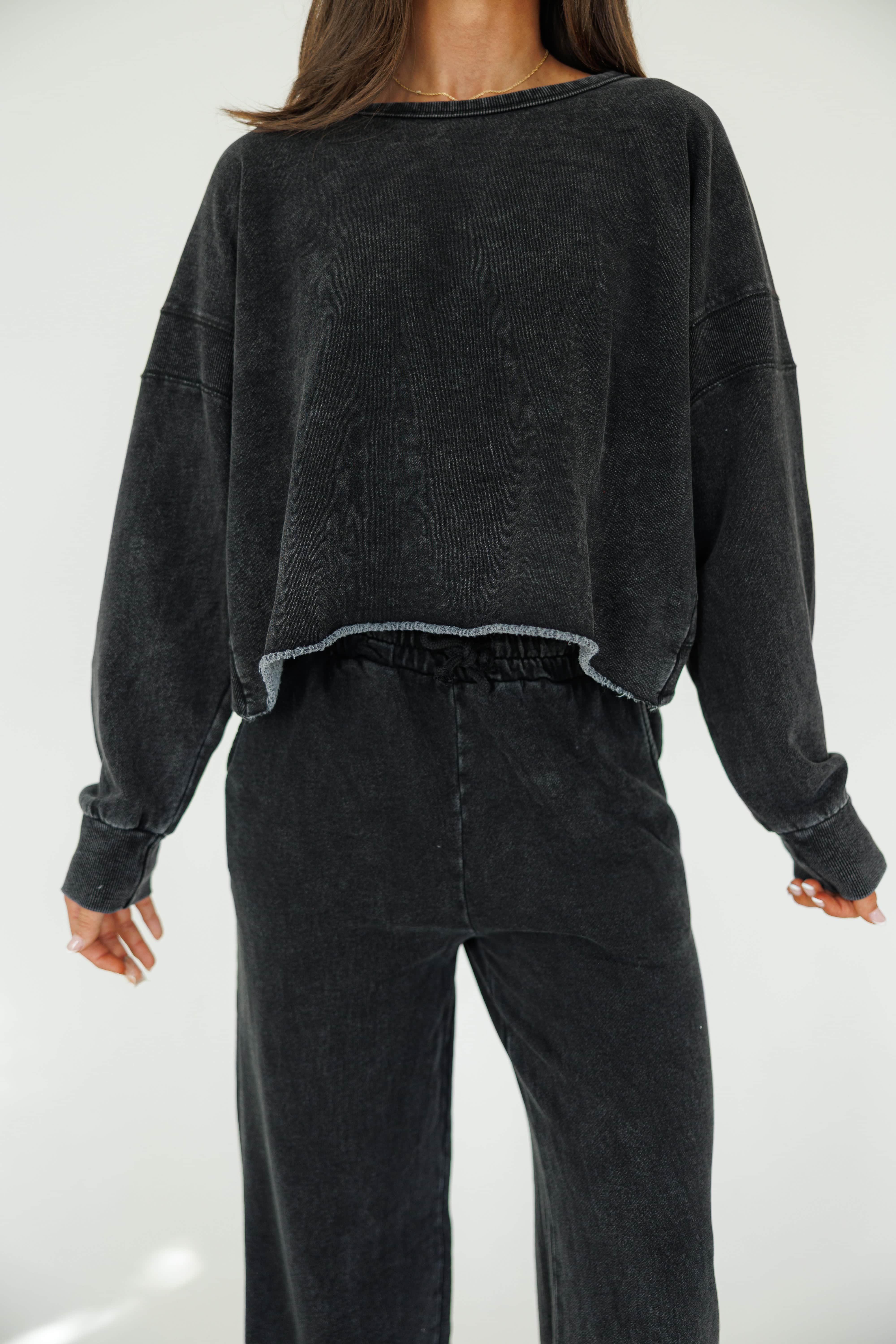 Denim Wash Cutout Back Sweatshirt