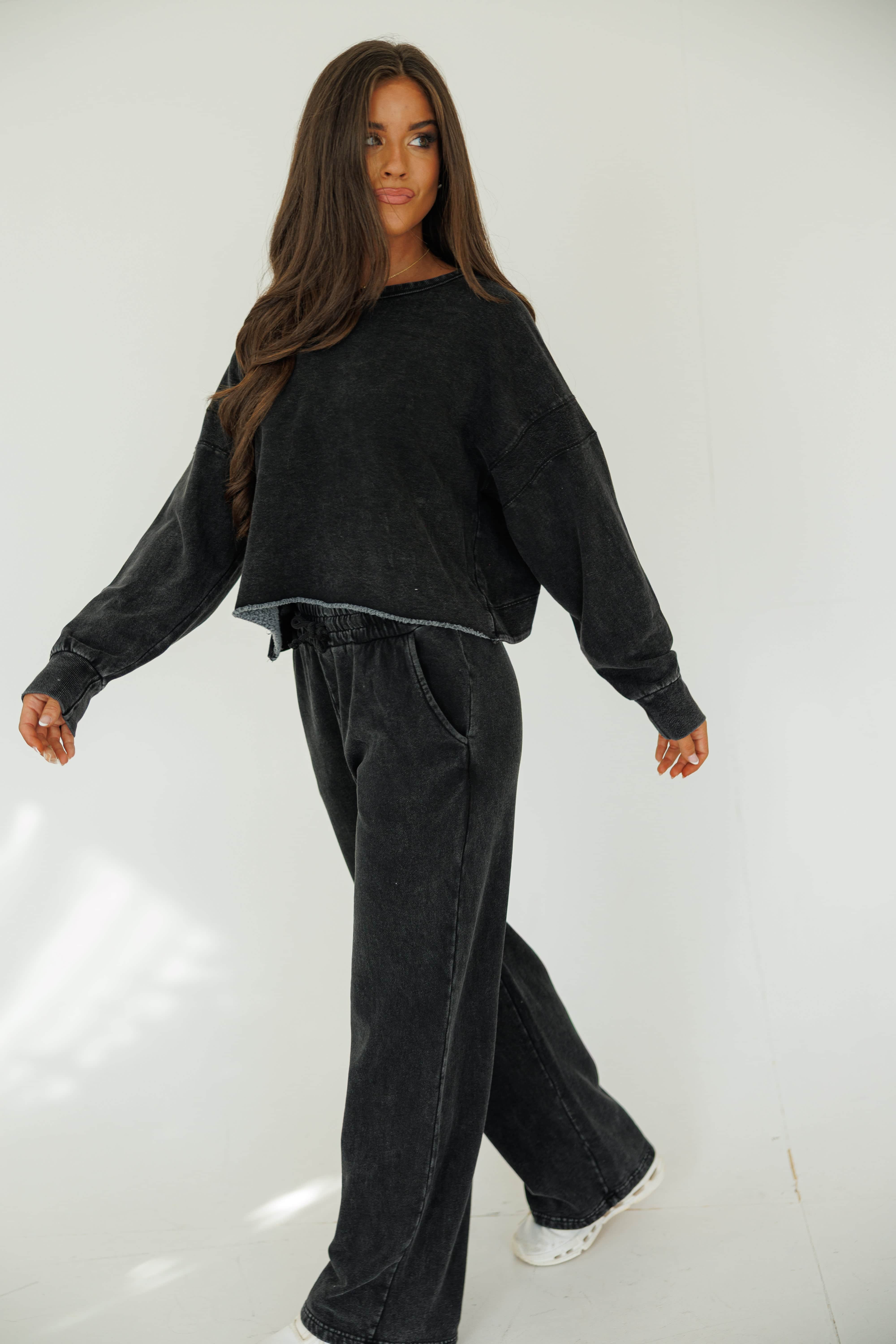 Denim Wash Cutout Back Sweatshirt