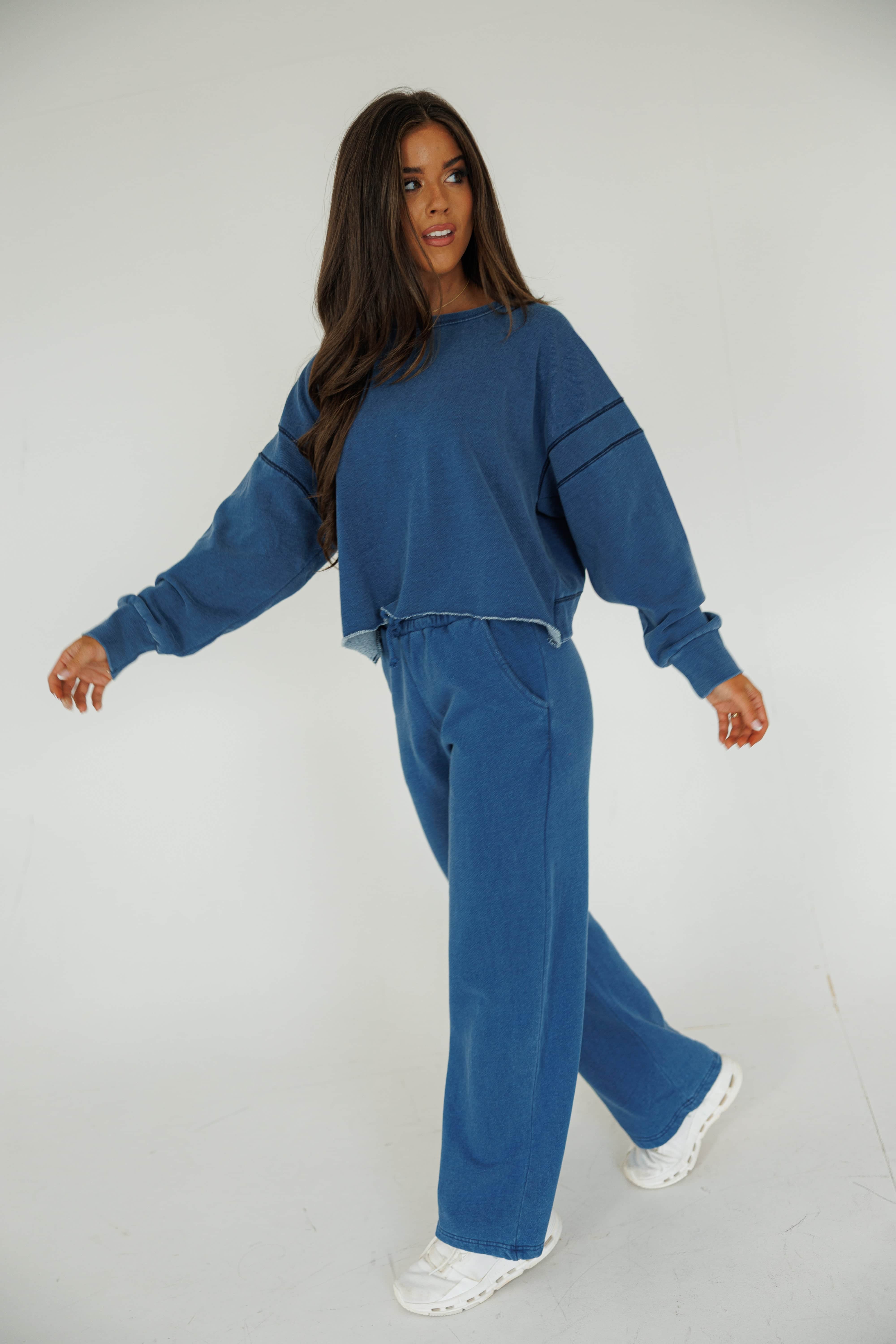 Denim Wash Cutout Back Sweatshirt
