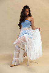 Chambray Tulle Top