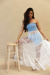 Chambray Tulle Top