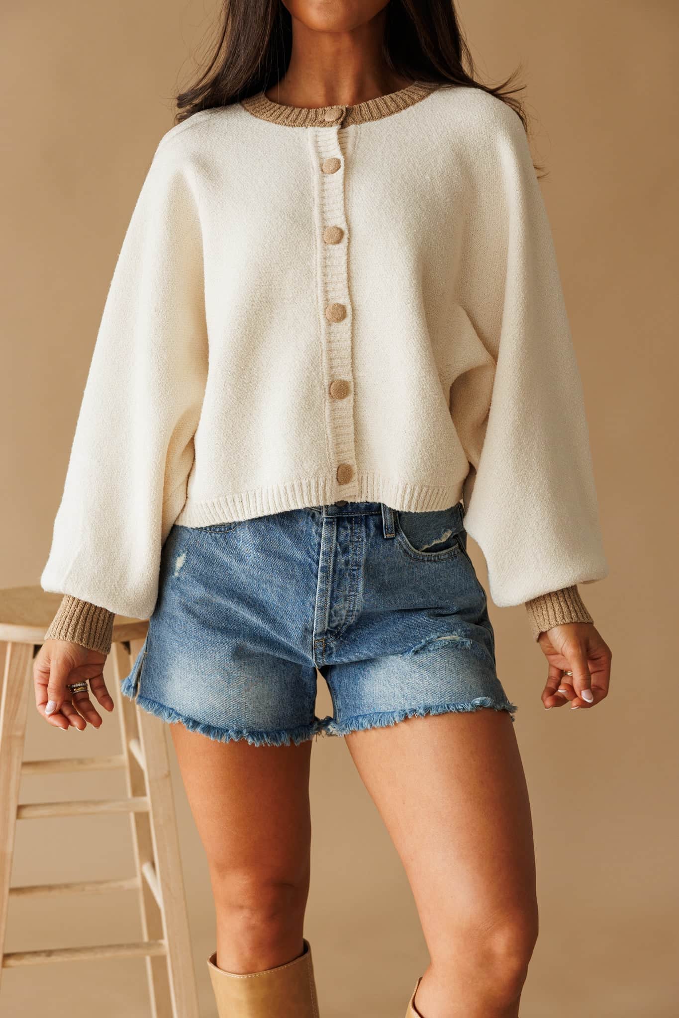 Contrast Crush Cardigan