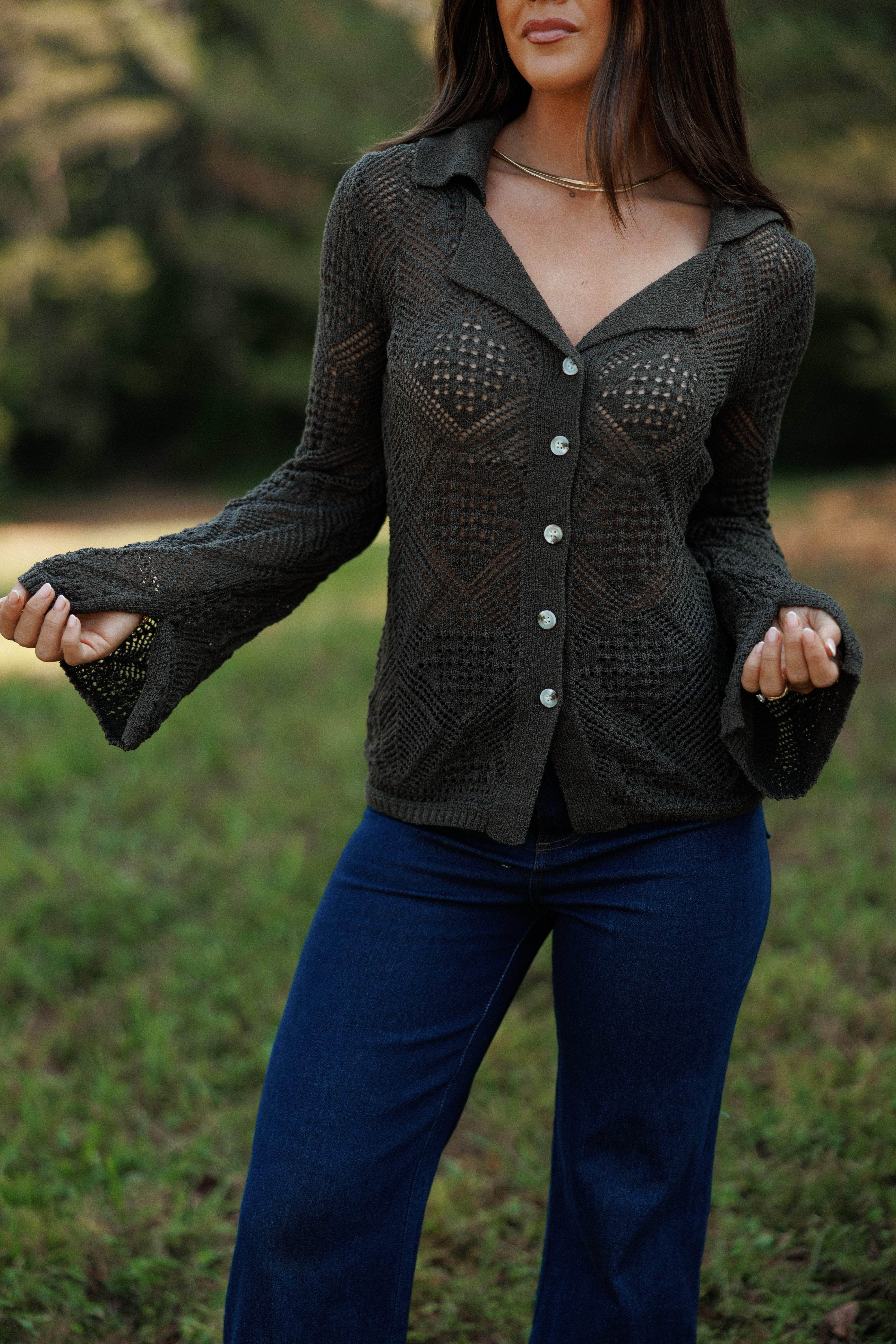 Through The Grid Knit Top