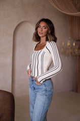 Vertical Striped Sweater Top
