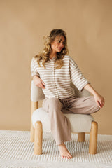 Striped Quarter Sleeve Cardigan