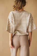 Striped Quarter Sleeve Cardigan