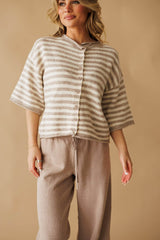 Striped Quarter Sleeve Cardigan