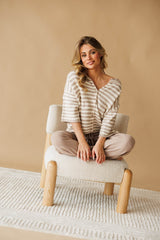 Striped Quarter Sleeve Cardigan