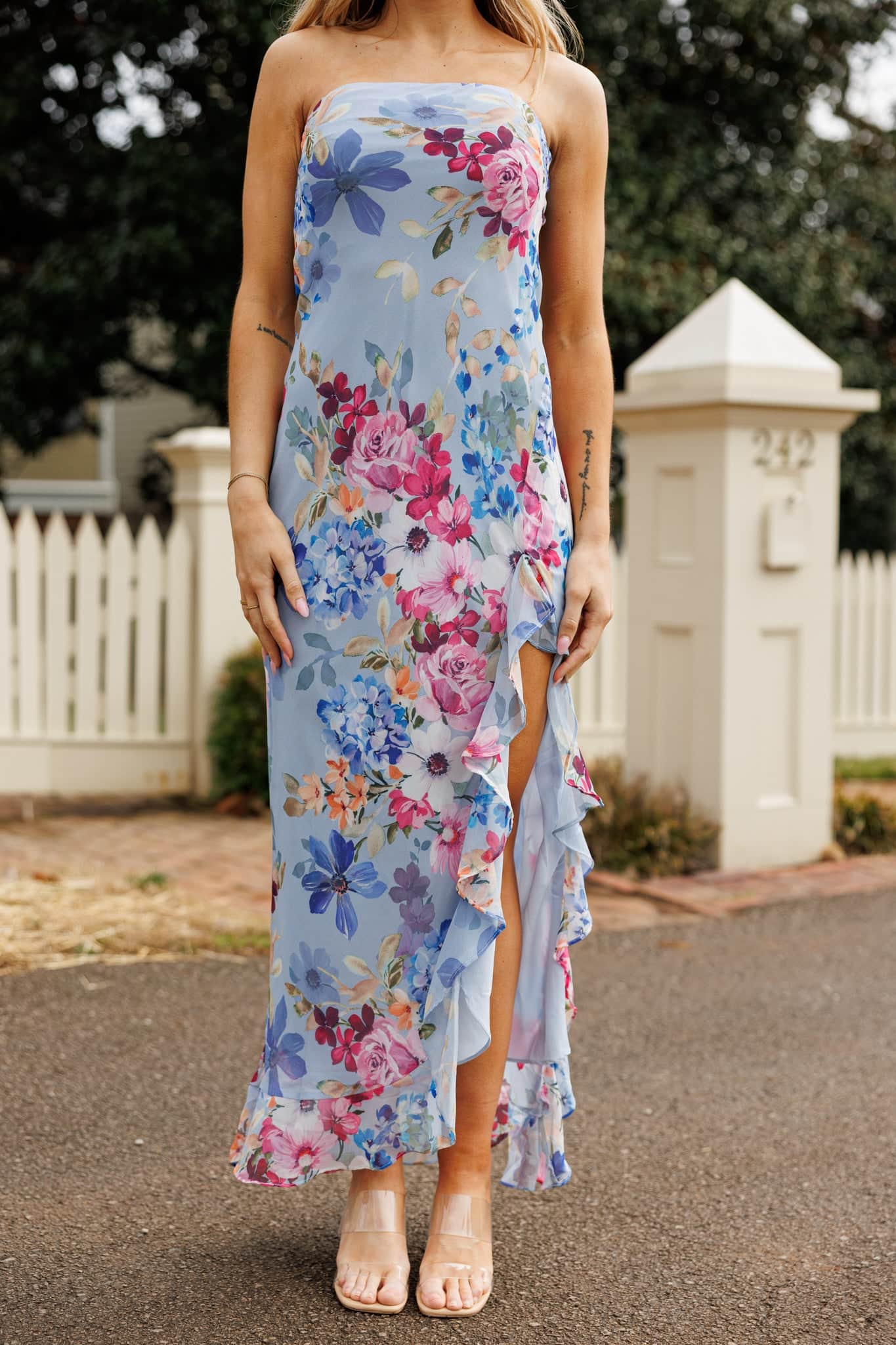 Watercolor Petals Maxi Dress