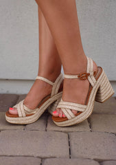 Raffia Braided Platform Heels
