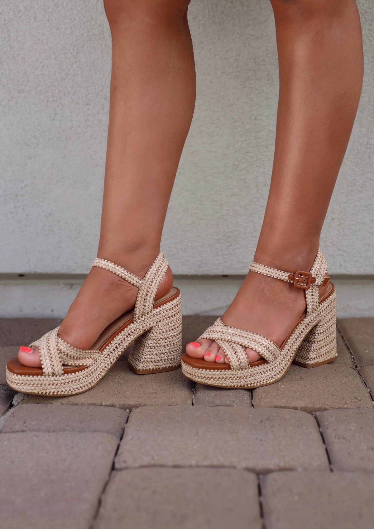 Raffia Braided Platform Heels