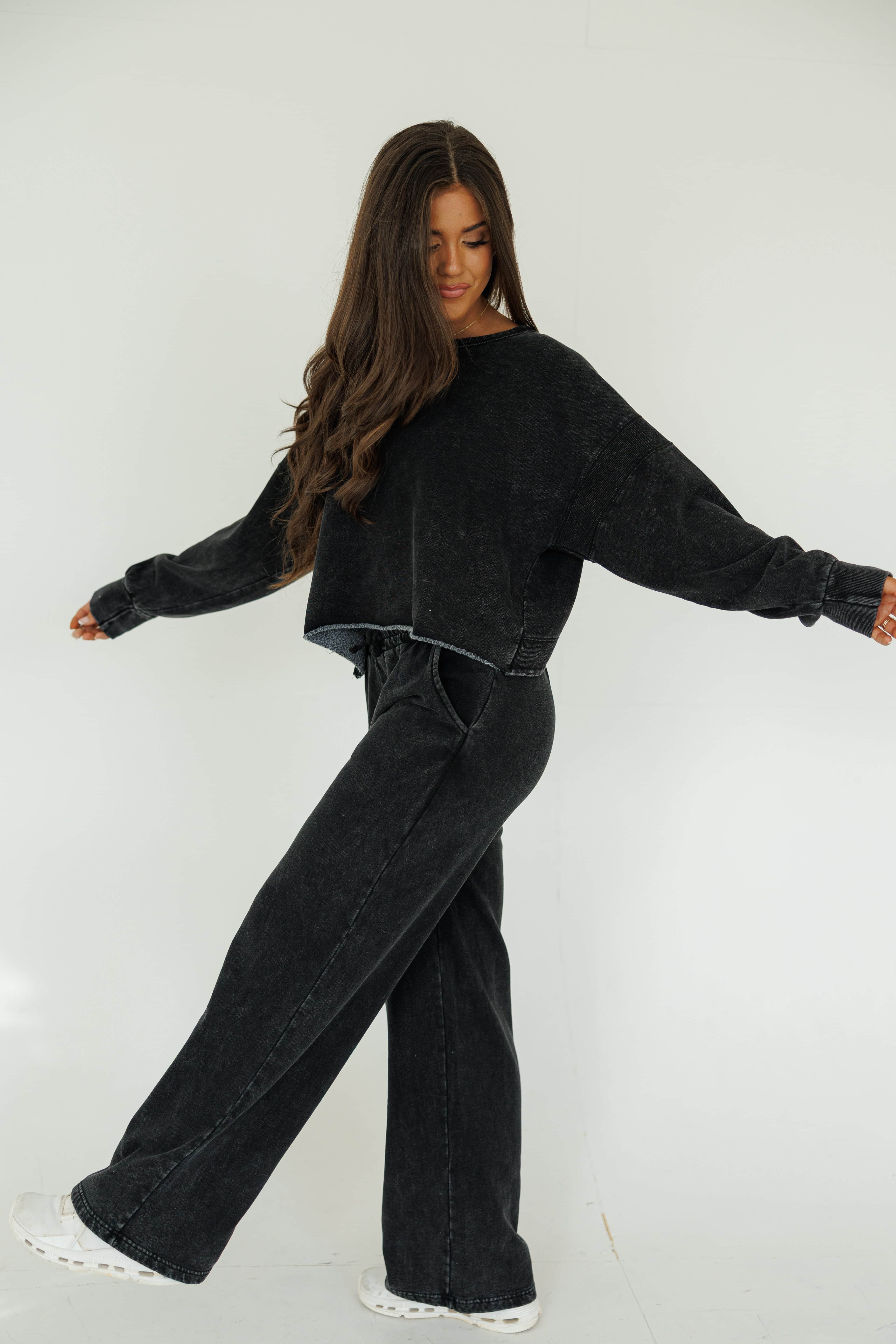 Denim Wash Fleece Lined Sweatpants