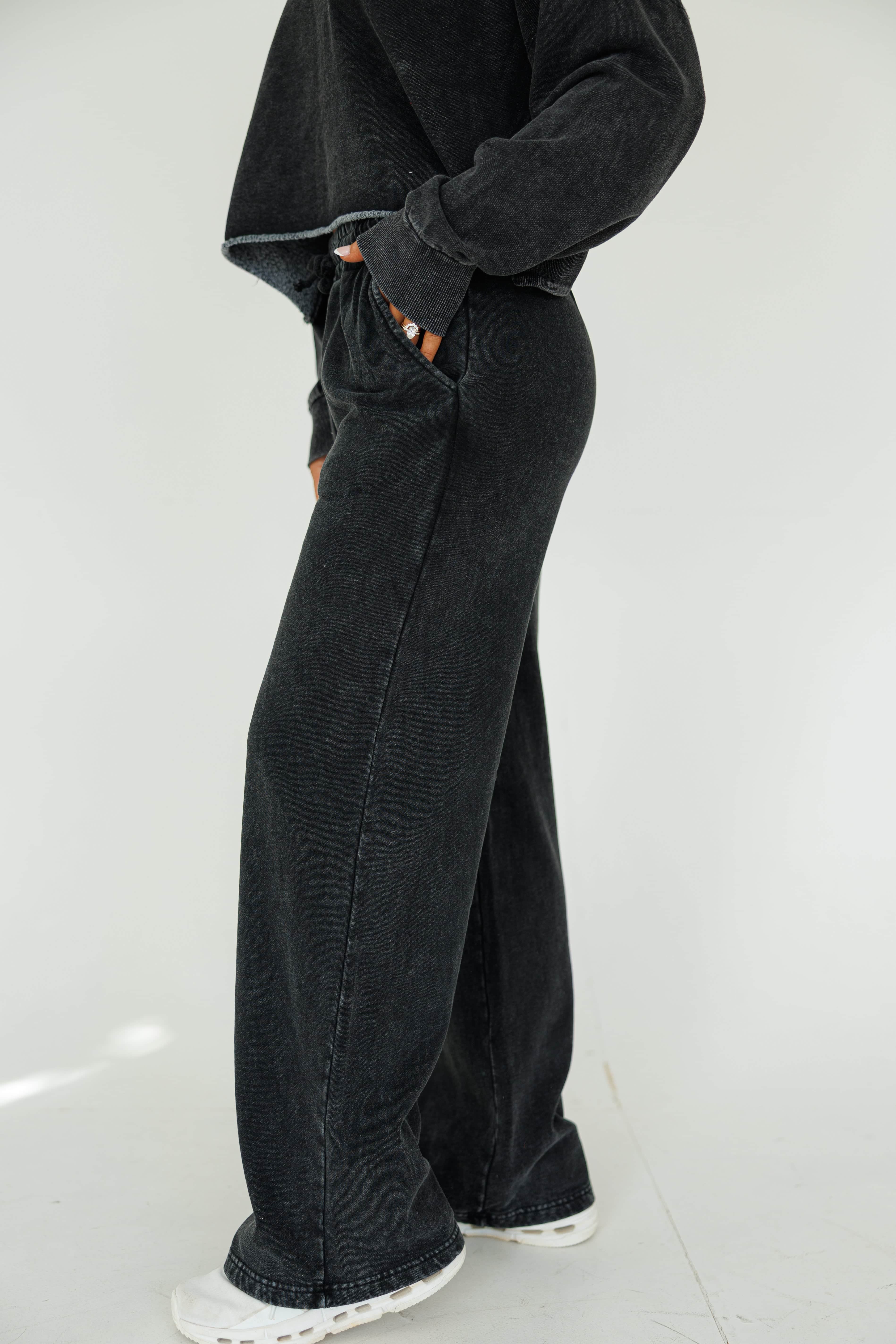Denim Wash Fleece Lined Sweatpants
