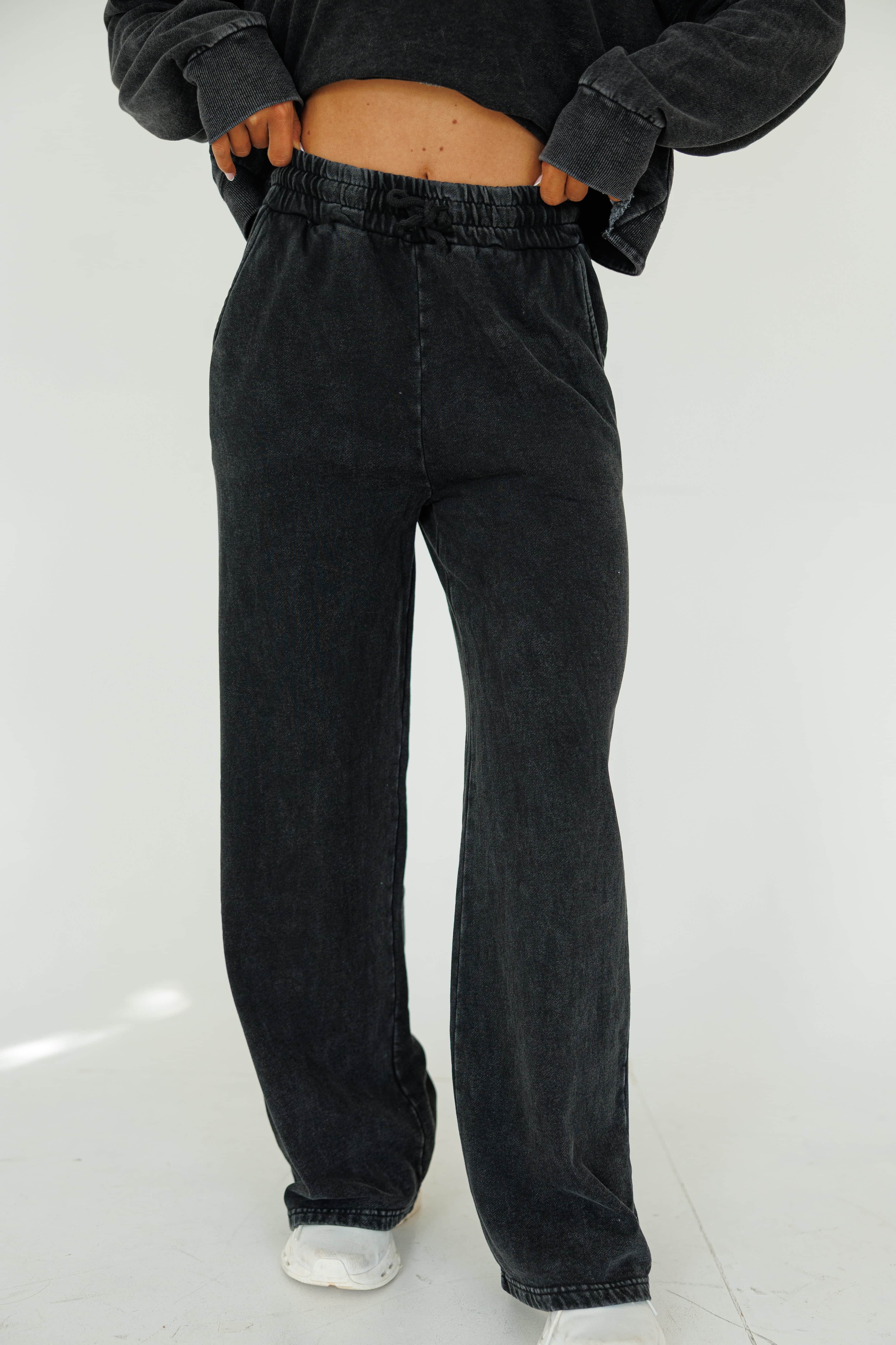 Denim Wash Fleece Lined Sweatpants