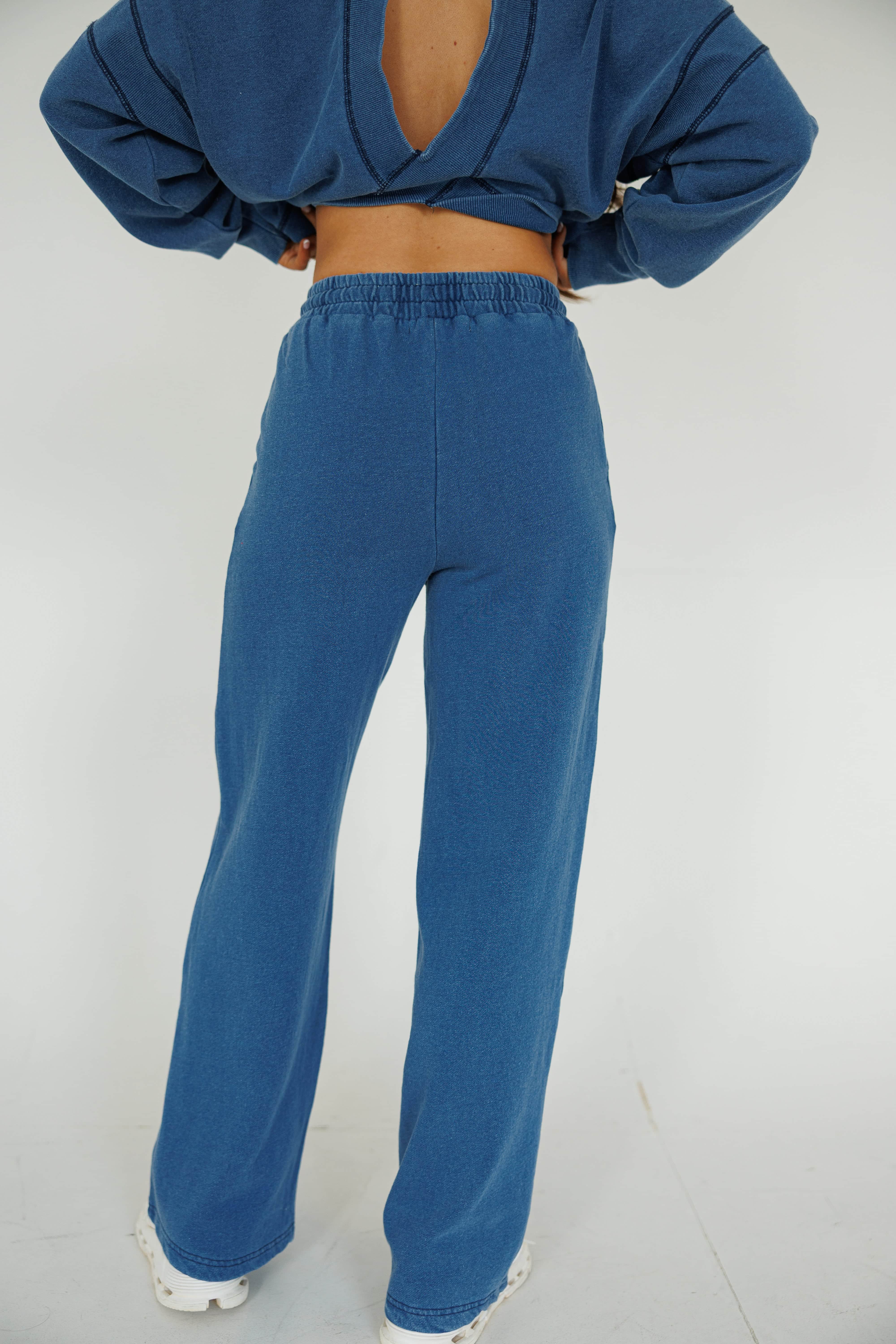 Denim Wash Fleece Lined Sweatpants