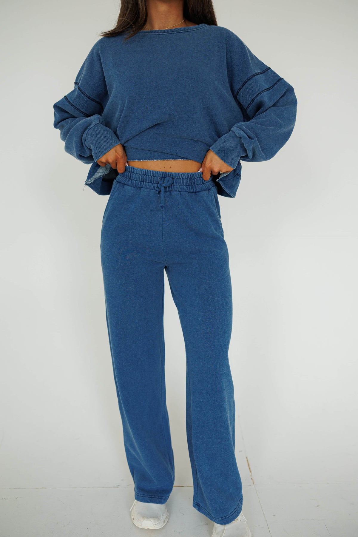 Denim Wash Fleece Lined Sweatpants